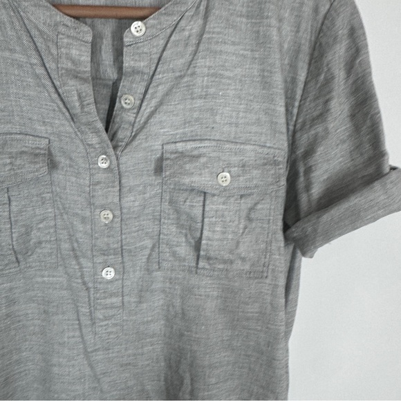 Theory Lina Linen Blend Shirt Dress Size 6 Grey Pockets - Picture 4 of 6